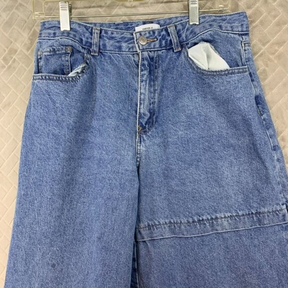 Forever 21 Womens 28 Denim Jeans Blue Wide Leg High Rise Light Wash Stretch - Picture 2 of 15
